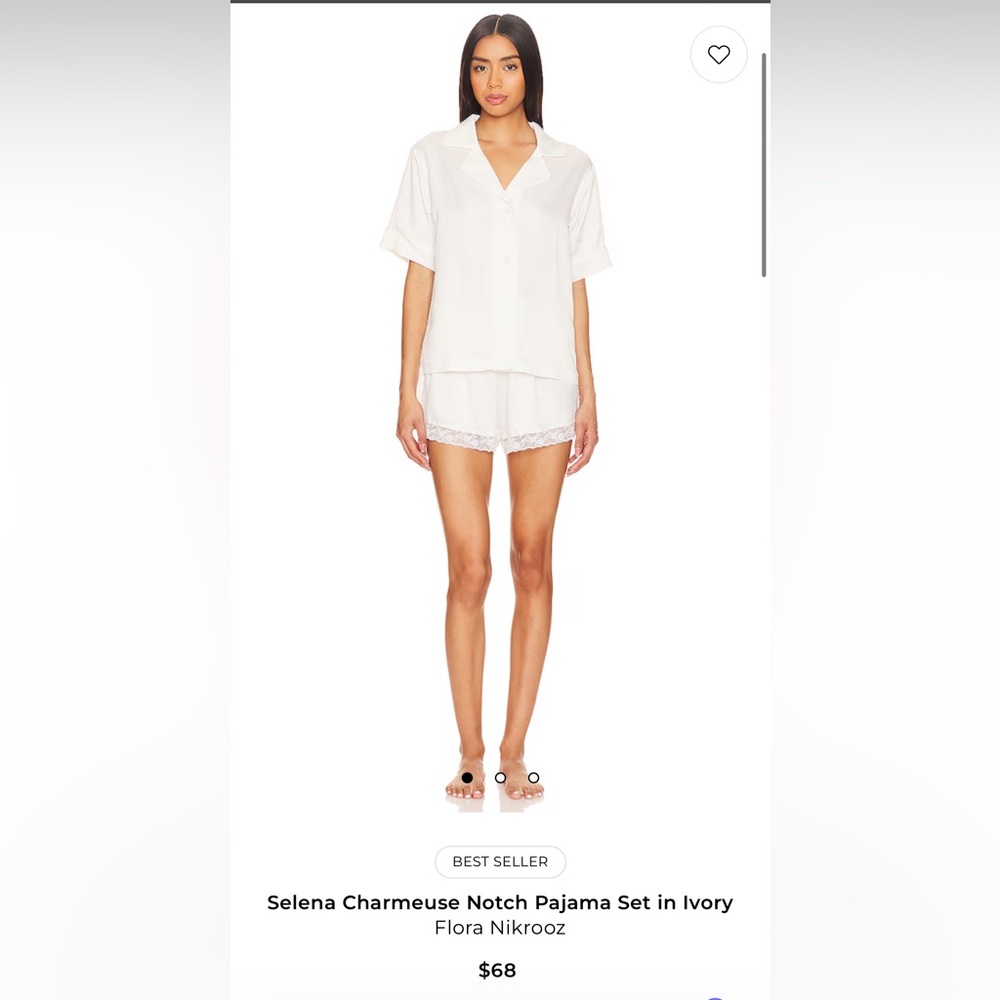 Flora Nikrooz Selena Charmeuse Notch Pajama Set in Ivory NWT